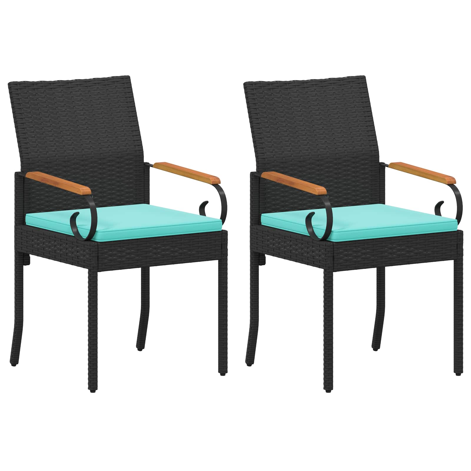 Maison Exclusive - Gartenstühle 2 Stk. Schwarz Und Türkis Poly-ra