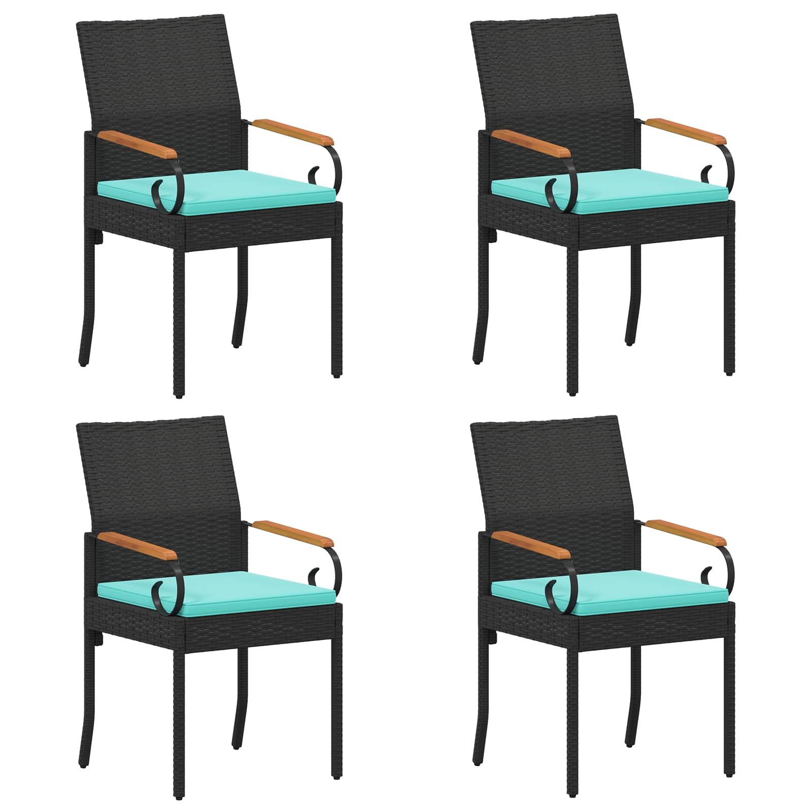 Maison Exclusive - Gartenstühle 4 Stk. Schwarz Und Türkis Poly-ra