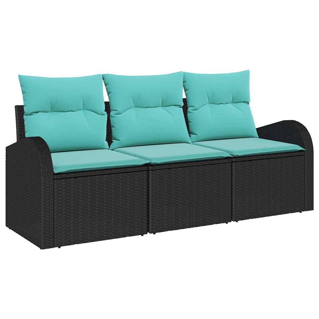 Maison Exclusive - Garten-sofa-set 3 Stk. Schwarz Und Türkis Poly