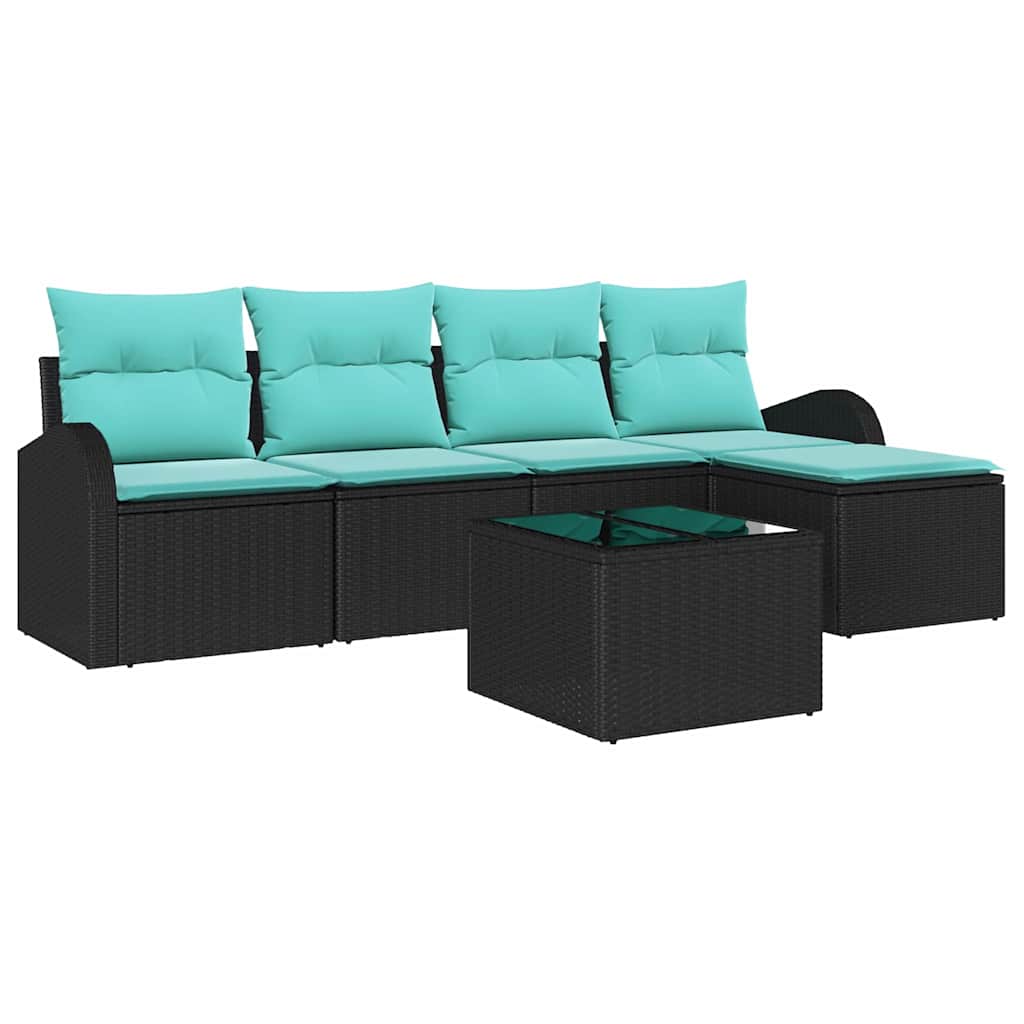 Maison Exclusive - Sofa Set 6 Stk. Schwarz Und Türkis Poly-rattan