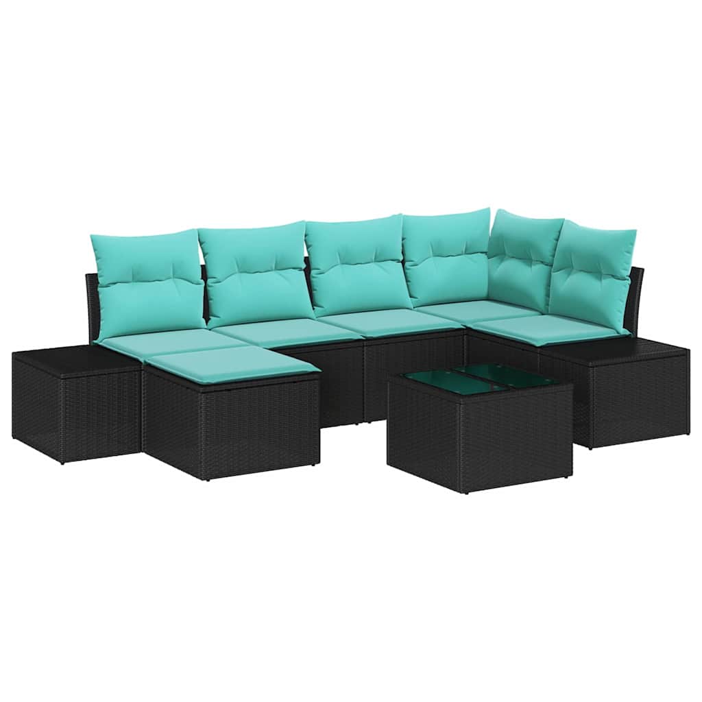 Maison Exclusive - Garten-sofa-set 6 Stk. Schwarz Und Türkis Poly