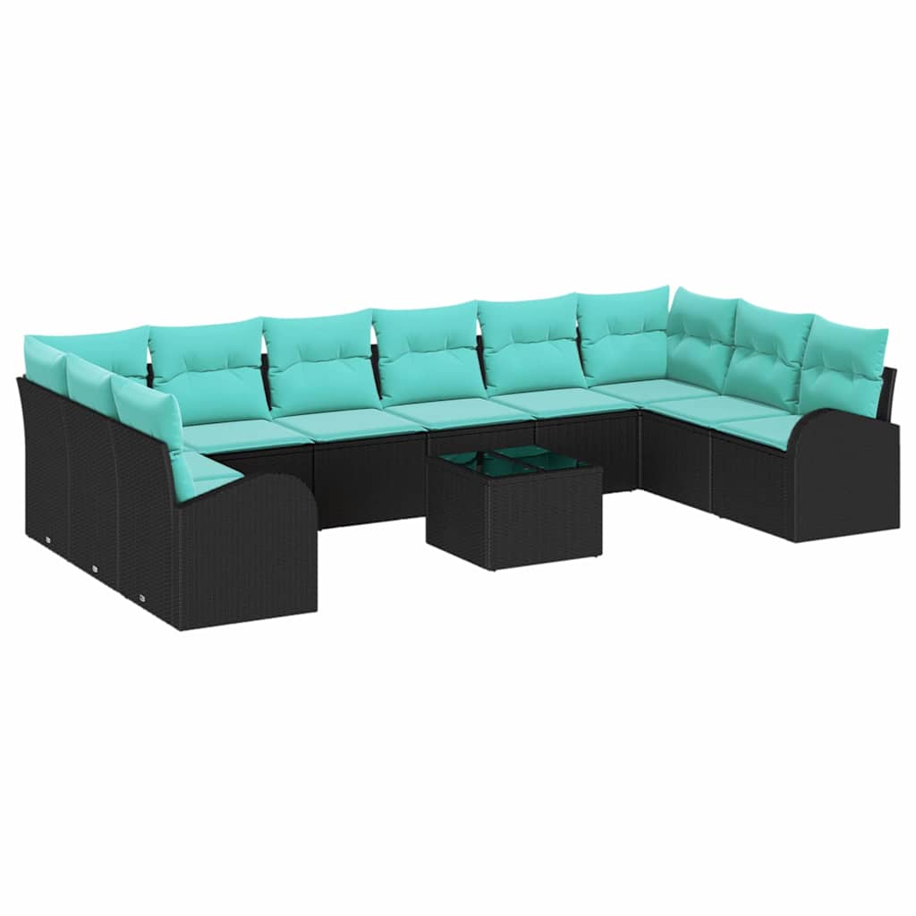 Maison Exclusive - Gartensofa-set 11 Stk. Schwarz Und Türkis Poly