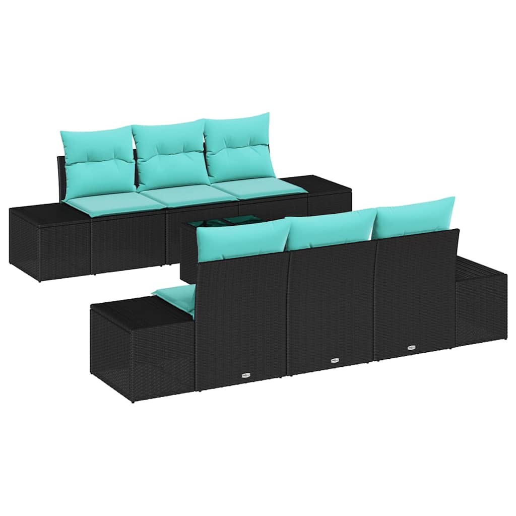 Maison Exclusive - Garten-sofa-set 8 Stk. Schwarz Und Türkis Poly