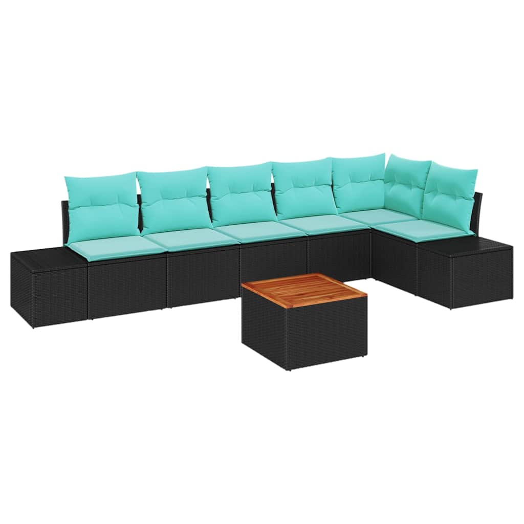 Maison Exclusive - Garten-sofa-set 7 Stk. Schwarz Und Türkis