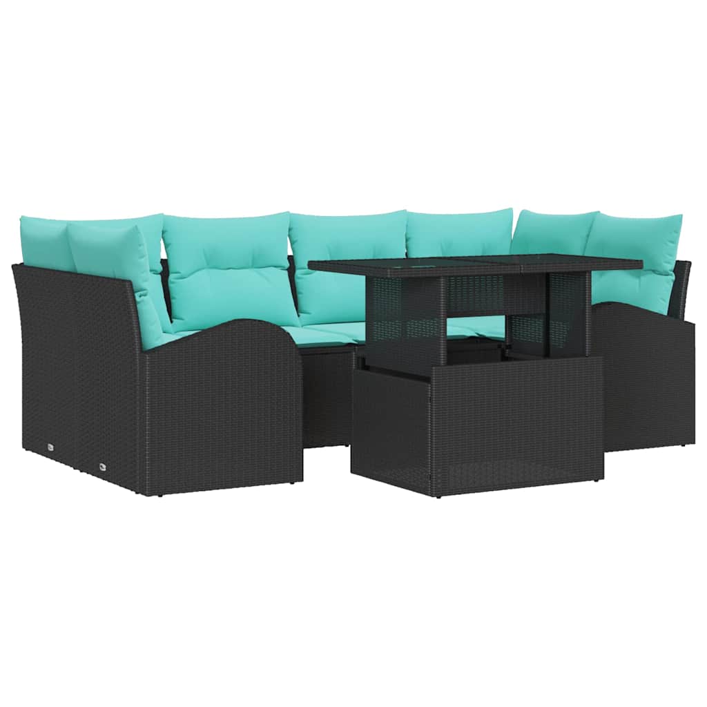 Maison Exclusive - Gartensofa-set 7 Stk. Schwarz Und Türkis