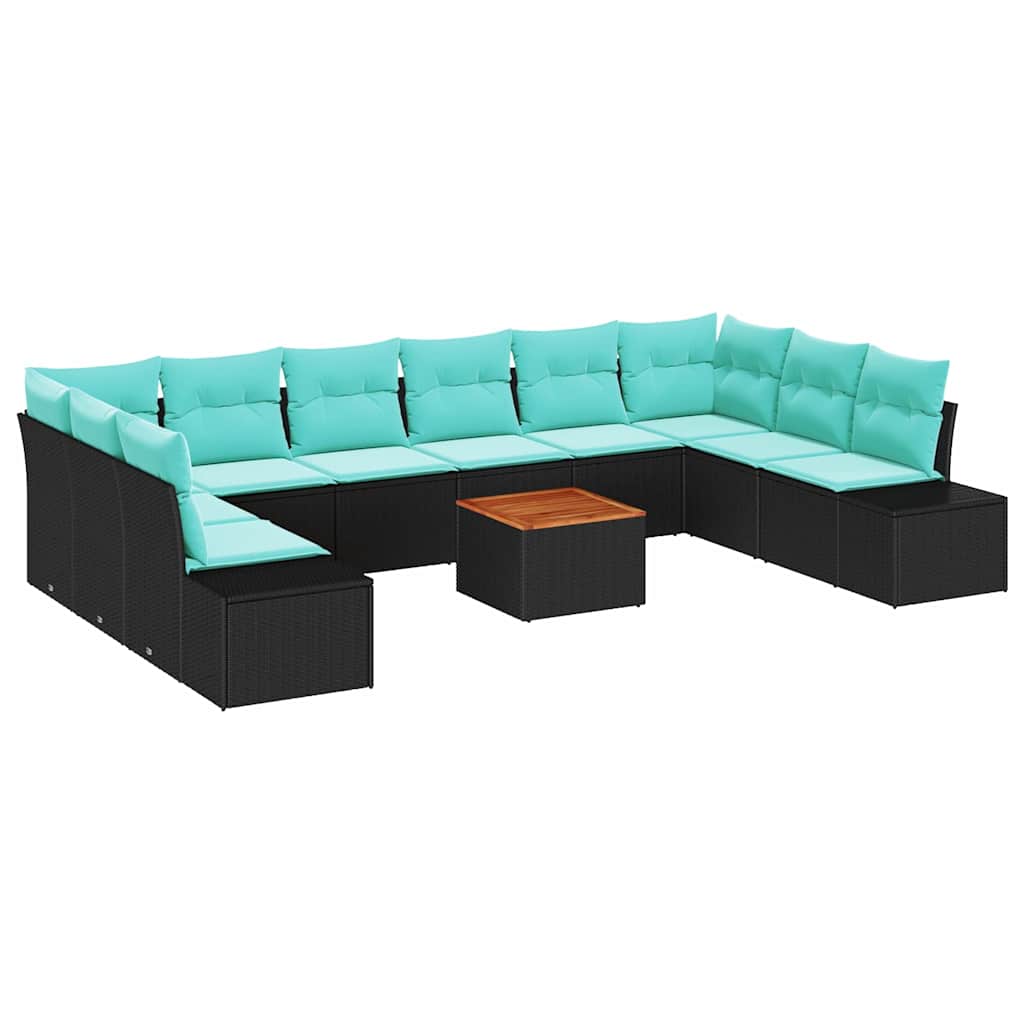 Maison Exclusive - Garten-sofa-set 11 Stk. Schwarz Und Türkis