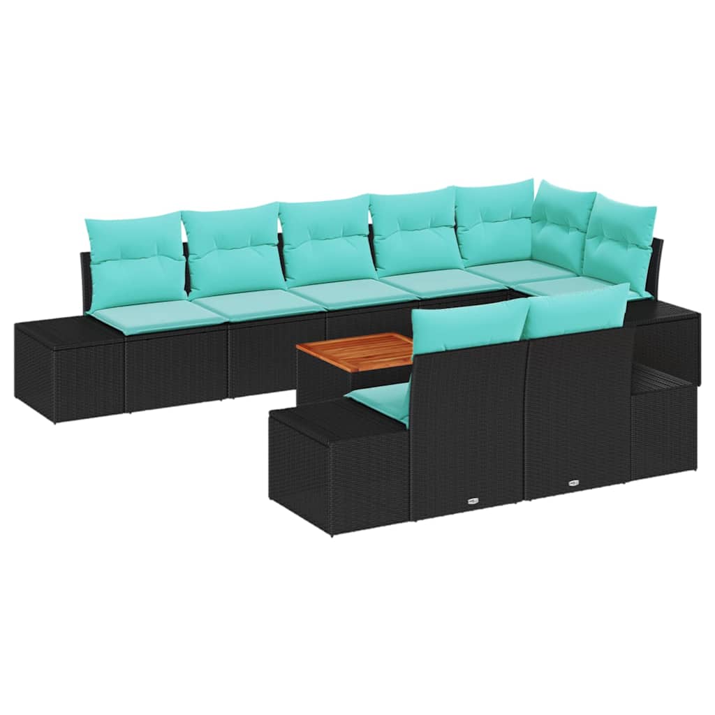 Maison Exclusive - Garten-sofa-set 9 Stk. Schwarz Und Türkis