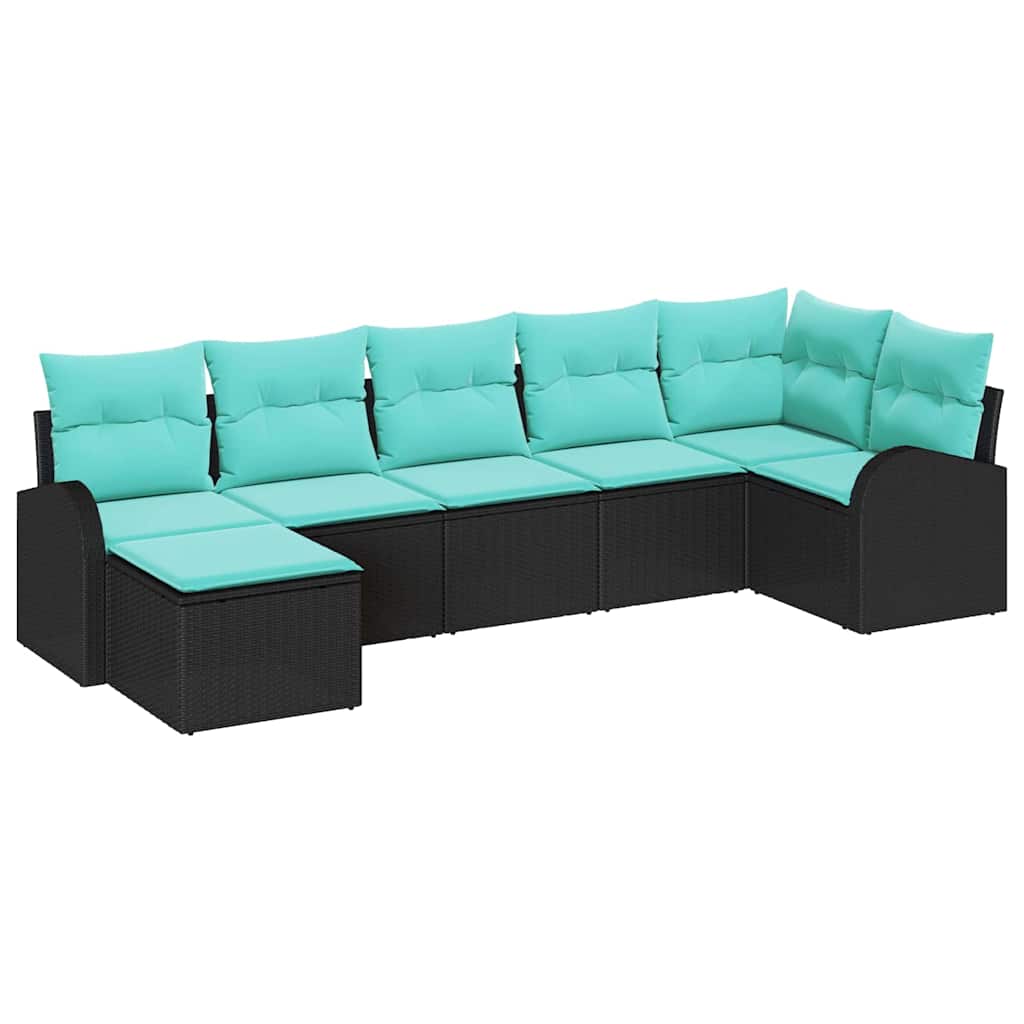 Maison Exclusive - Sofa Set 7 Stk. Schwarz Und Türkis Poly-rattan