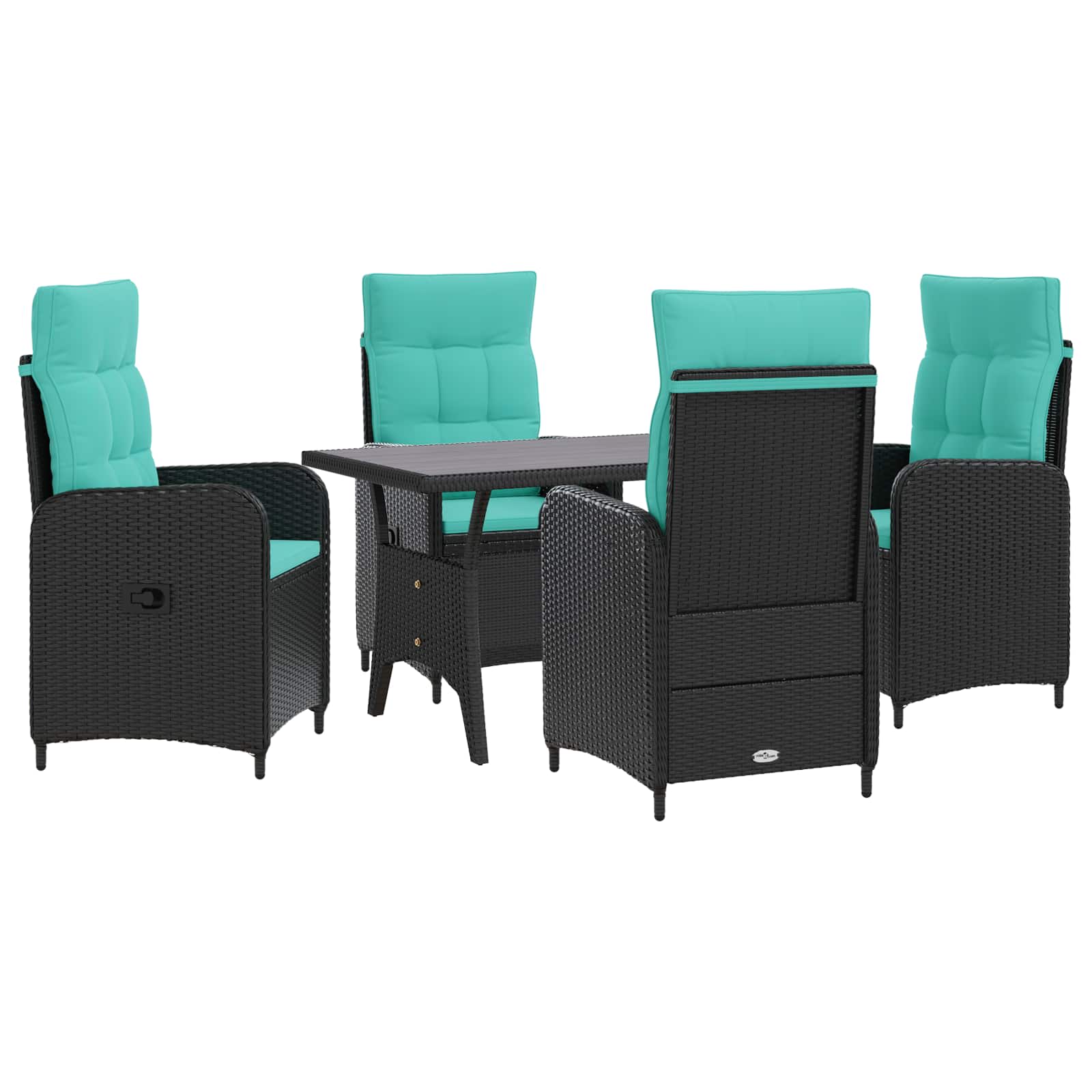 Maison Exclusive - Outdoortisch-set 5 Stk. Schwarz Und Türkis Pol