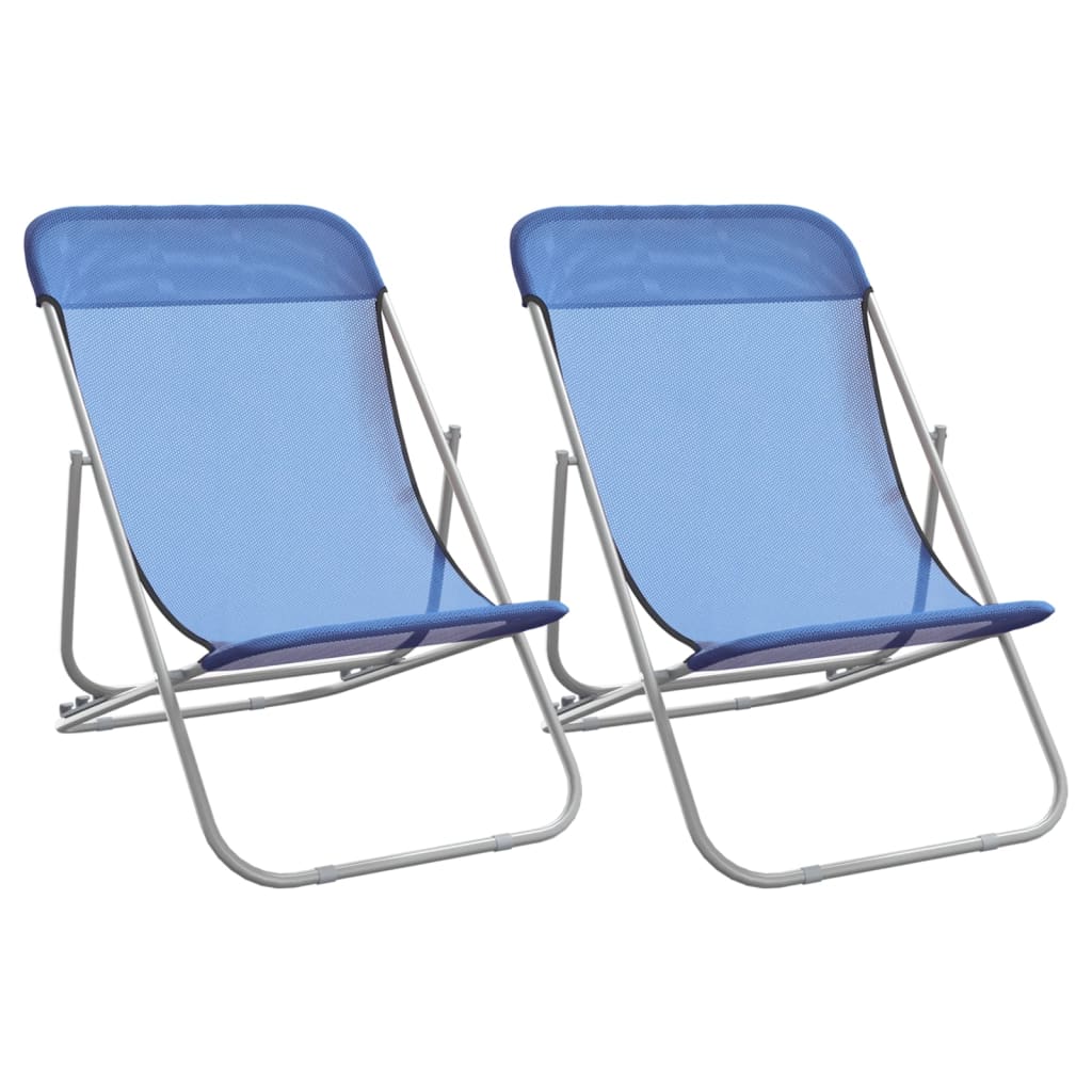 Maison Exclusive - Strandstühle 2 Stk. Blau Textilene & Pulverbes