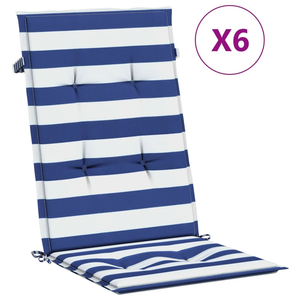 Maison Exclusive - Hochlehner-auflagen 6 Stk. Blau & Weiß Gestrei
