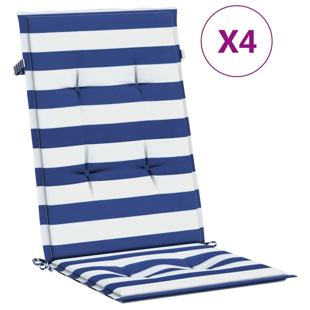 Maison Exclusive - Hochlehner-auflagen 4 Stk. Blau & Weiß Gestrei