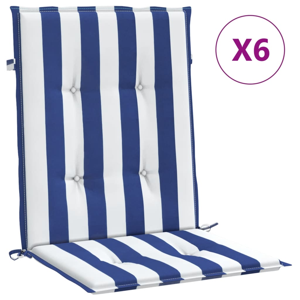 Maison Exclusive - Niedriglehner-auflagen 6 Stk. Blau & Weiß Gest