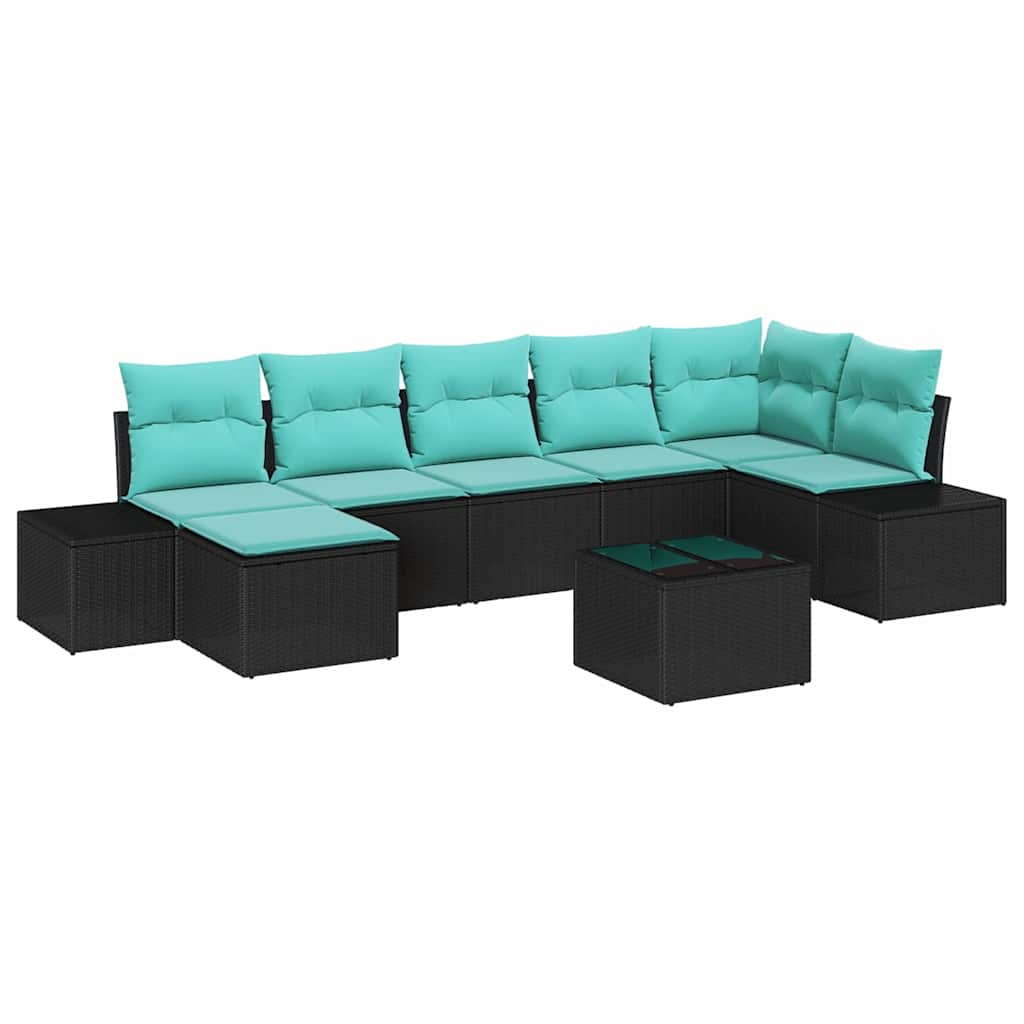 Maison Exclusive - Garten-sofa-set 7 Stk. Schwarz Und Türkis Poly