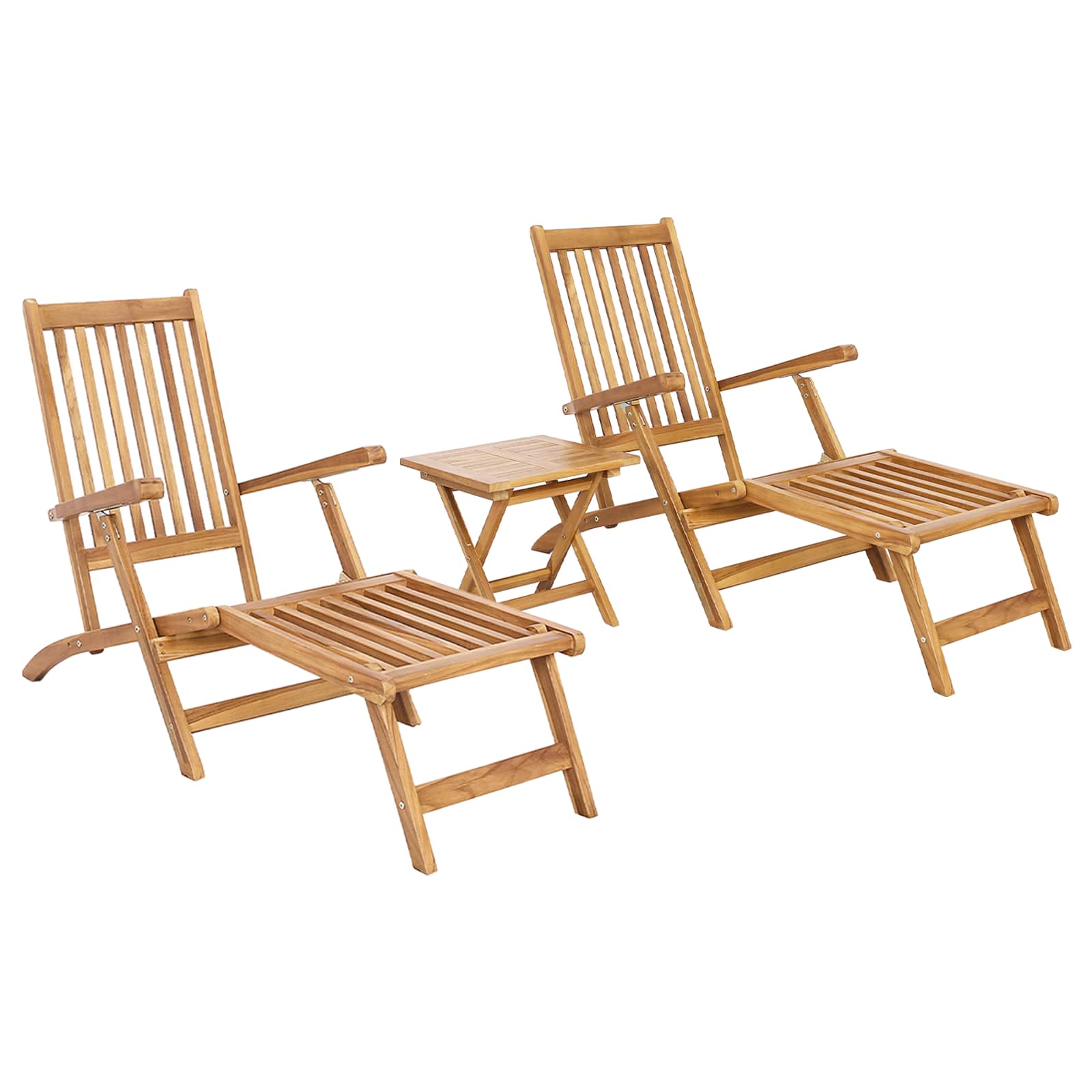 Maison Exclusive - Klappdeckstuhl Mit Tisch 2 Pcs Natur Massivhol