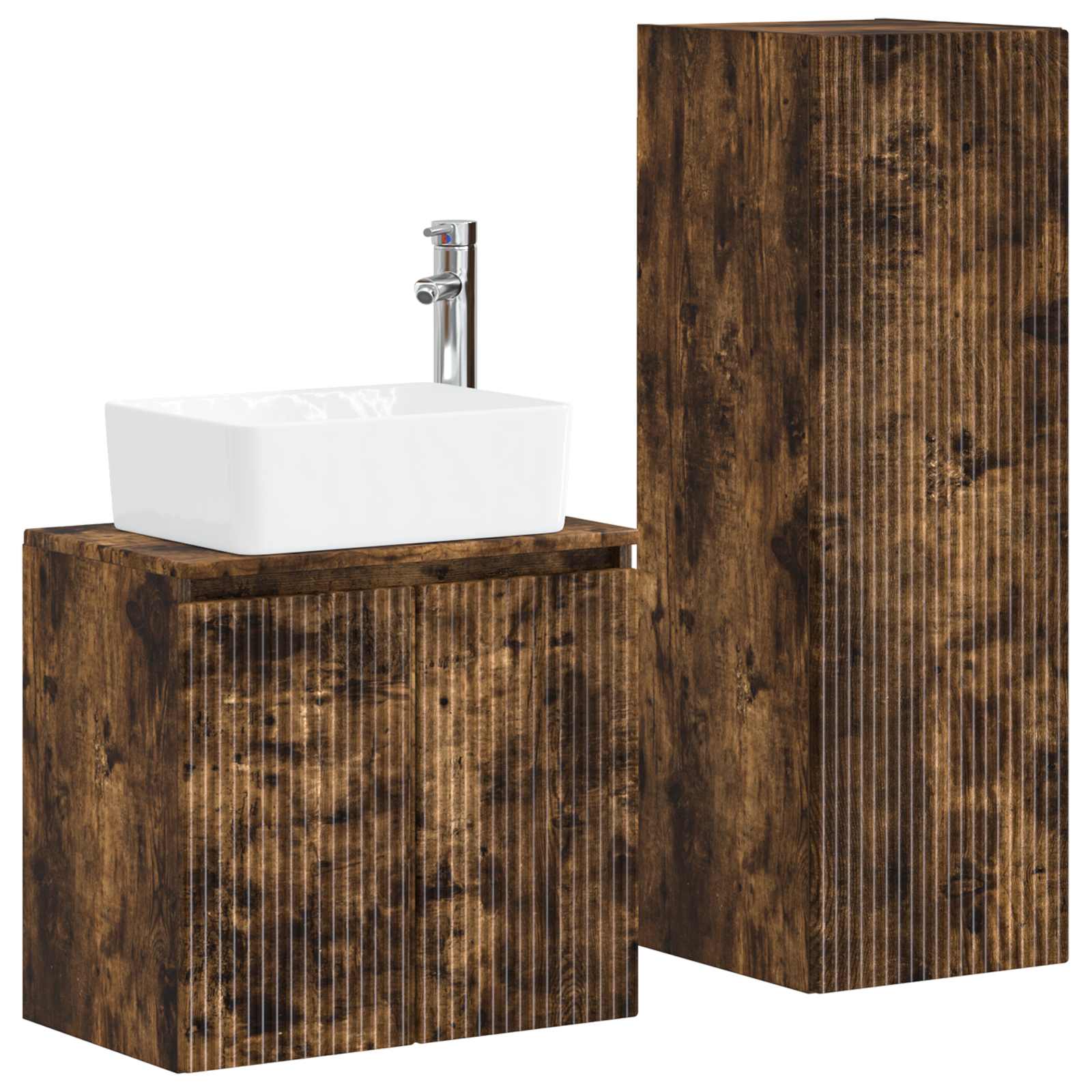 Maison Exclusive - Badezimmermöbel-set 2 Stk. Geräucherte Eiche 3