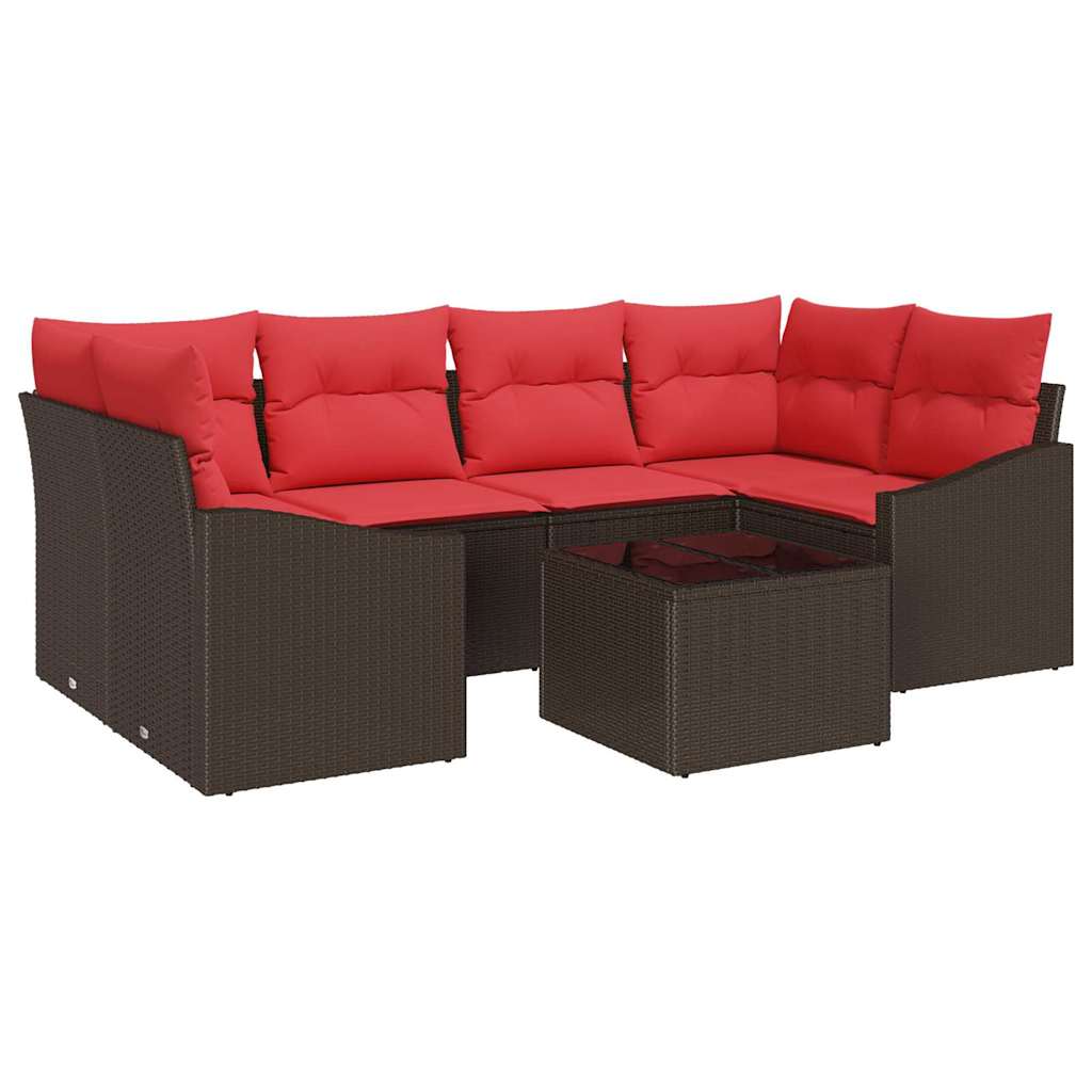 Maison Exclusive - Sofa Set 7 Stk. 3-sitzanzahl Braun Und Rot Pol