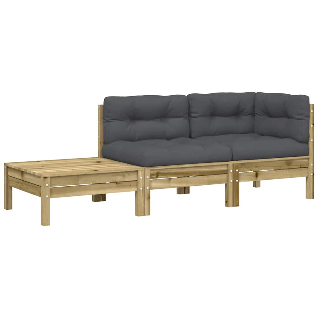 Maison Exclusive - Gartensofa Mit Kissen Und Fußhocker Kiefernhol