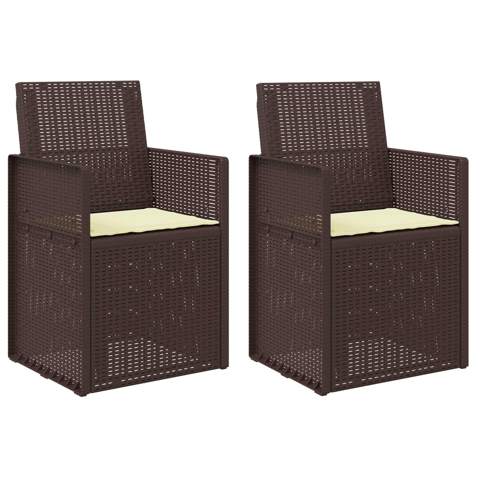 Maison Exclusive - Garten Esszimmerstühle 2 Stk. Braun Und Creme