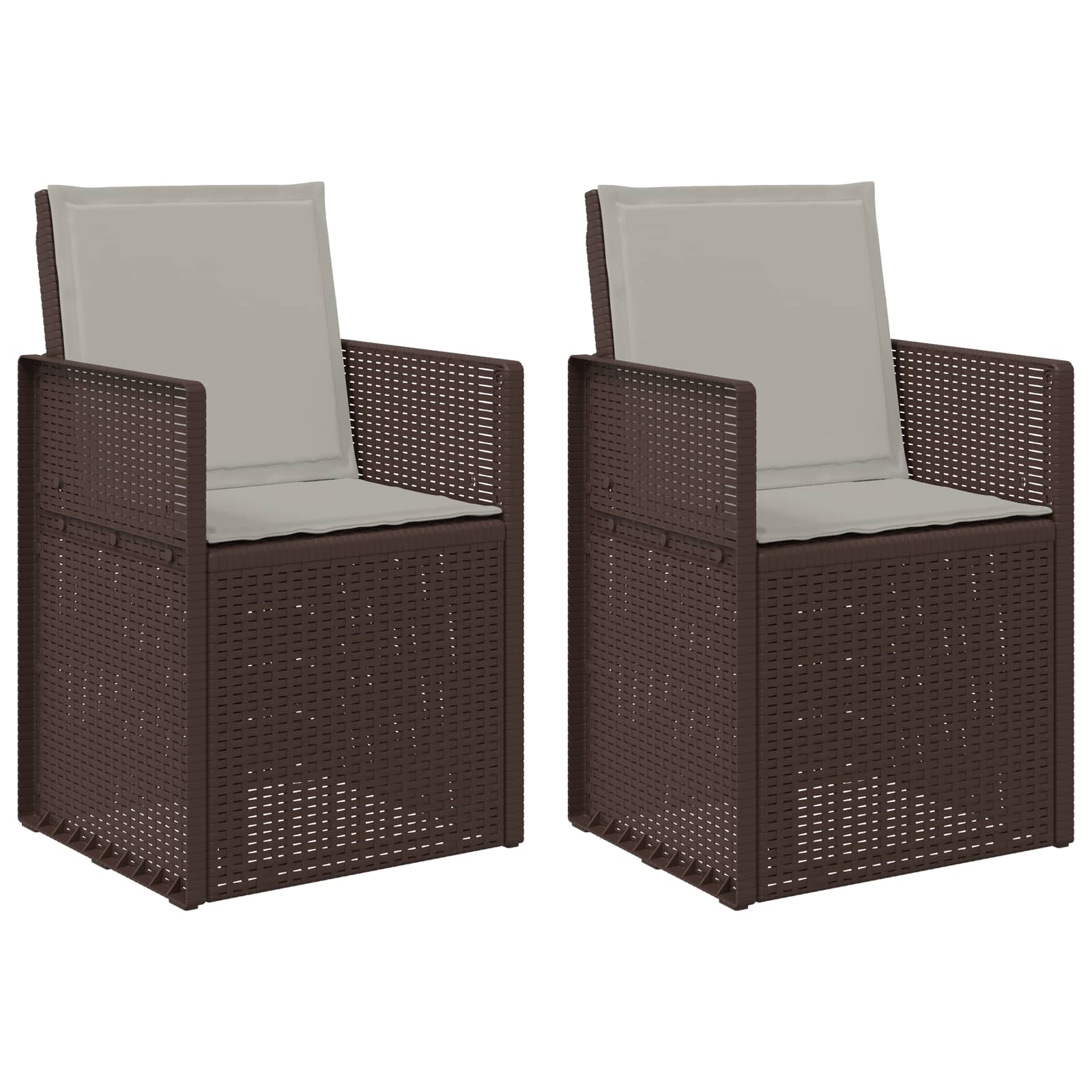 Maison Exclusive - Garten Esszimmerstühle 2 Stk. Braun Und Hellgr