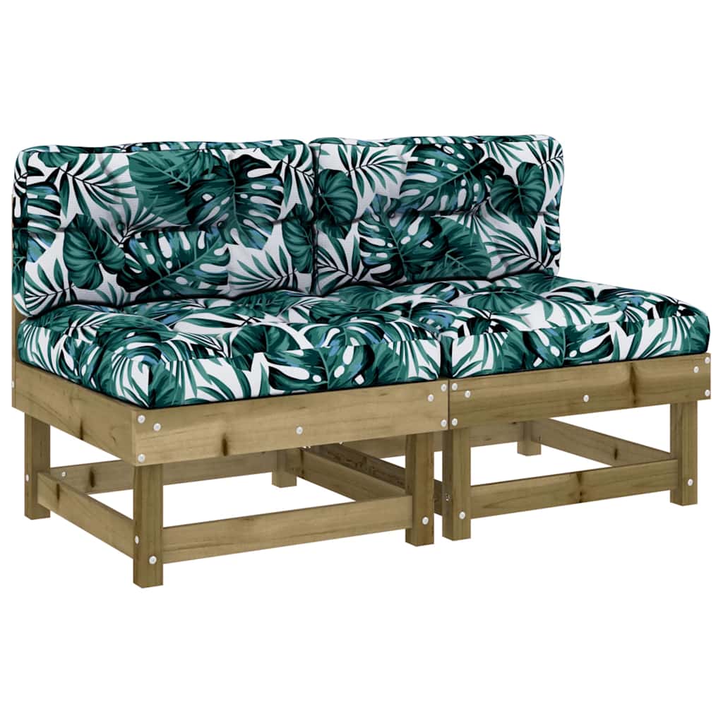 Maison Exclusive - Mittelsofas Mit Kissen 2 Stk. Kiefernholz Impr