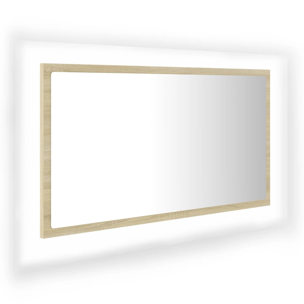 Maison Exclusive - Led-badspiegel Sonoma-eiche 80x8,5x37 Cm Acryl