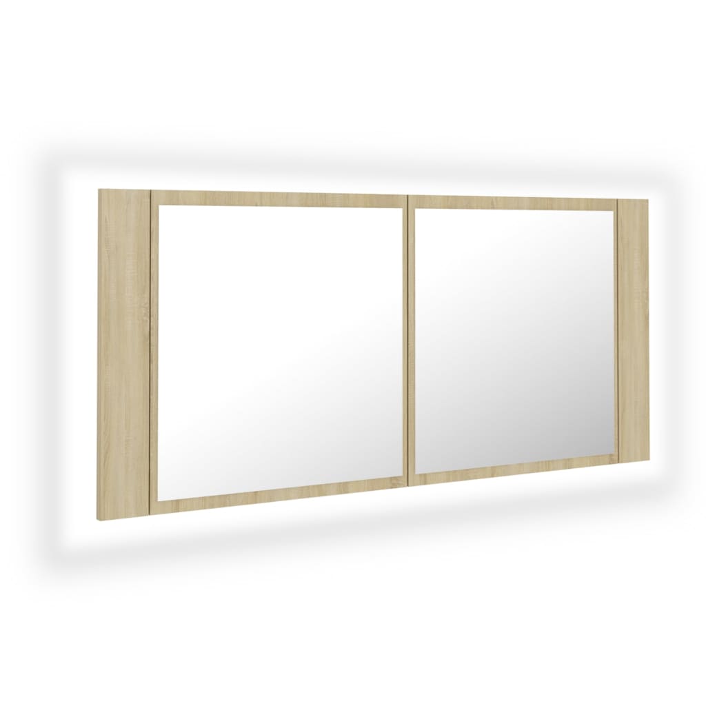 Maison Exclusive - Led-bad-spiegelschrank Sonoma-eiche 100x12x45