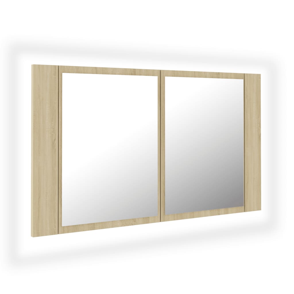 Maison Exclusive - Led-bad-spiegelschrank Sonoma-eiche 80x12x45 C