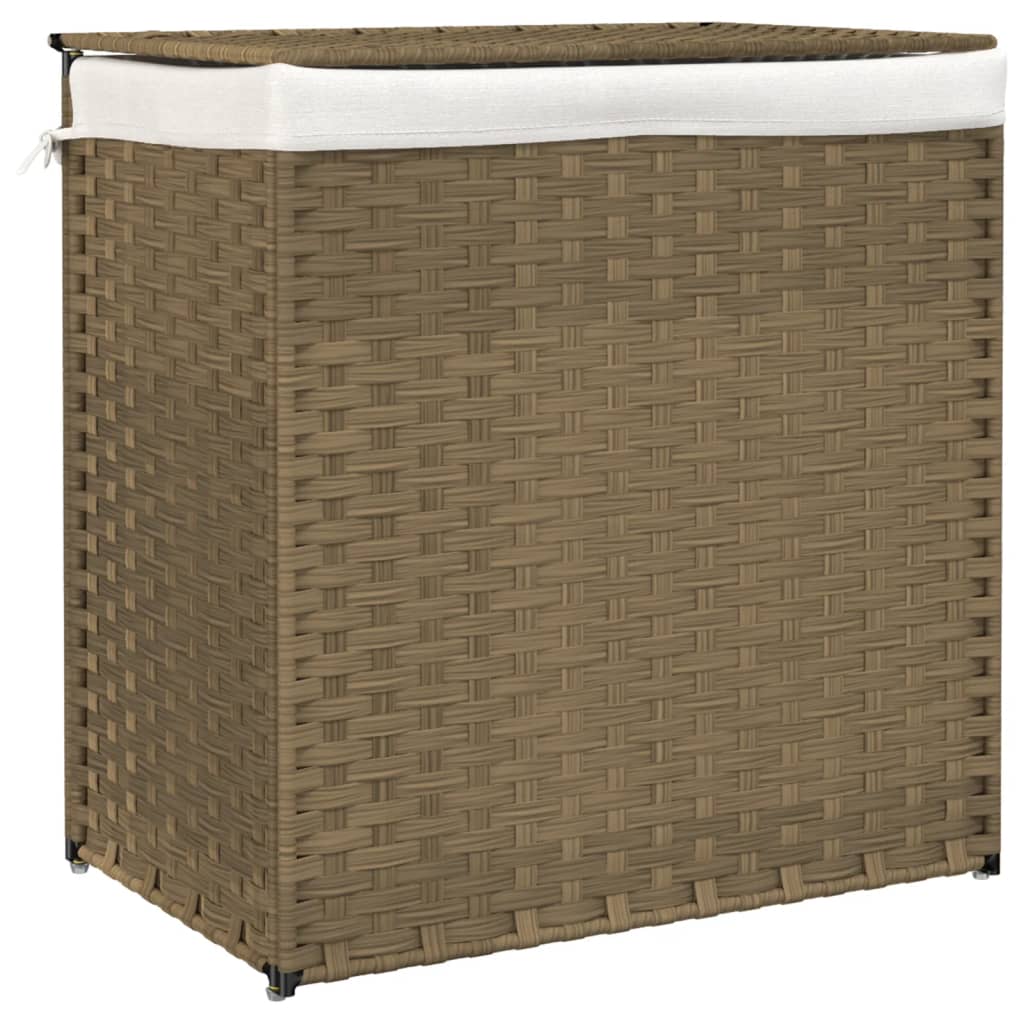 Maison Exclusive - Wäschekorb Mit 2 Fächern 53x35x57 Cm Poly Ratt