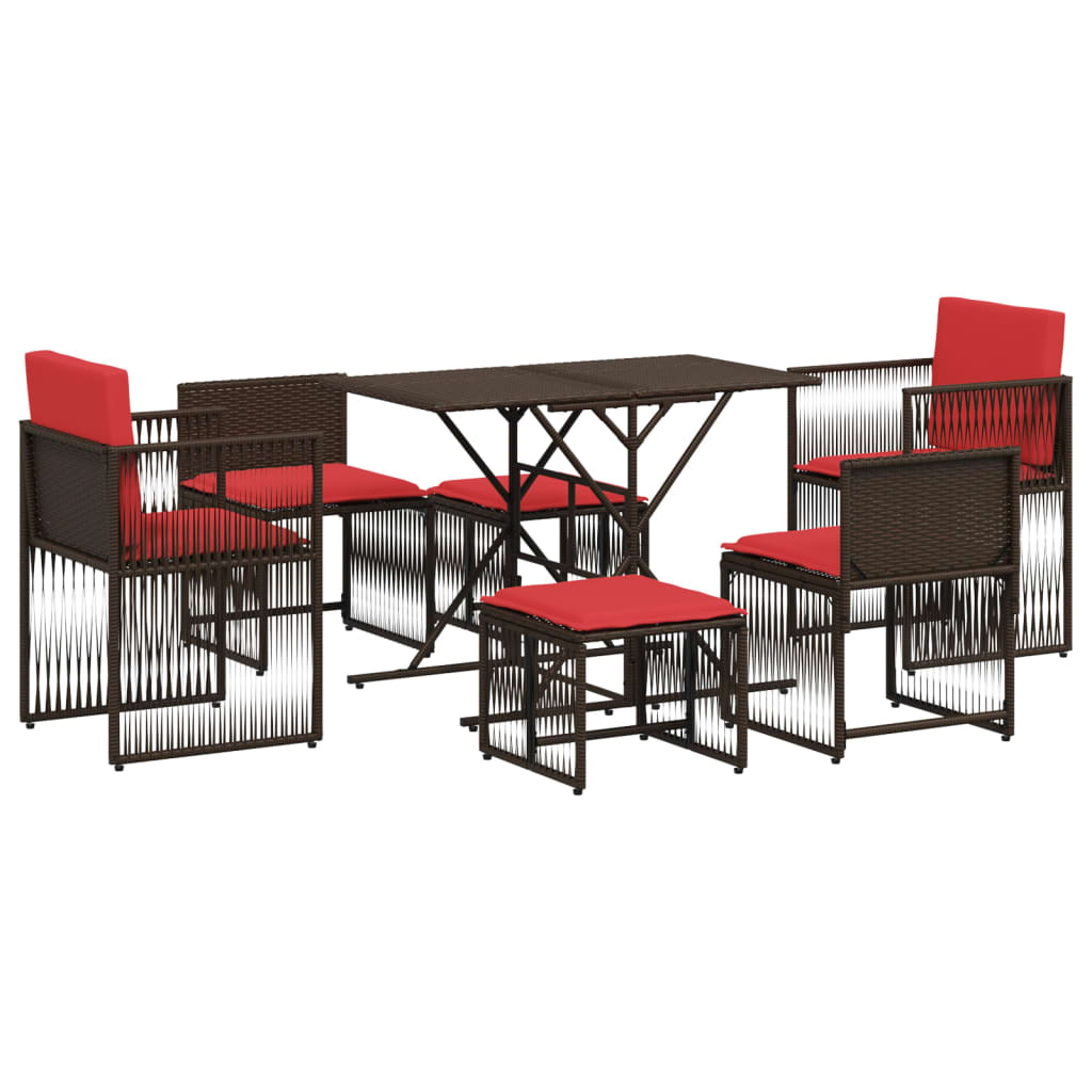 Maison Exclusive - 7-teiliges Garten-essset Mit Kissen Braun Poly