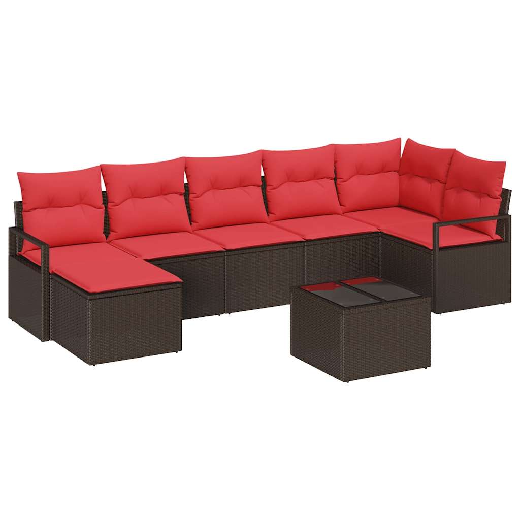 Maison Exclusive - Sofa Set 8 Stk. Braun Und Rot Poly-rattan