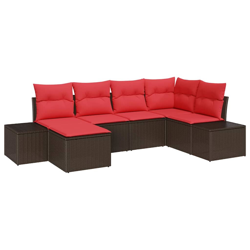 Maison Exclusive - Garten-sofa-set 6 Stk. Braun Und Rot Poly-ratt