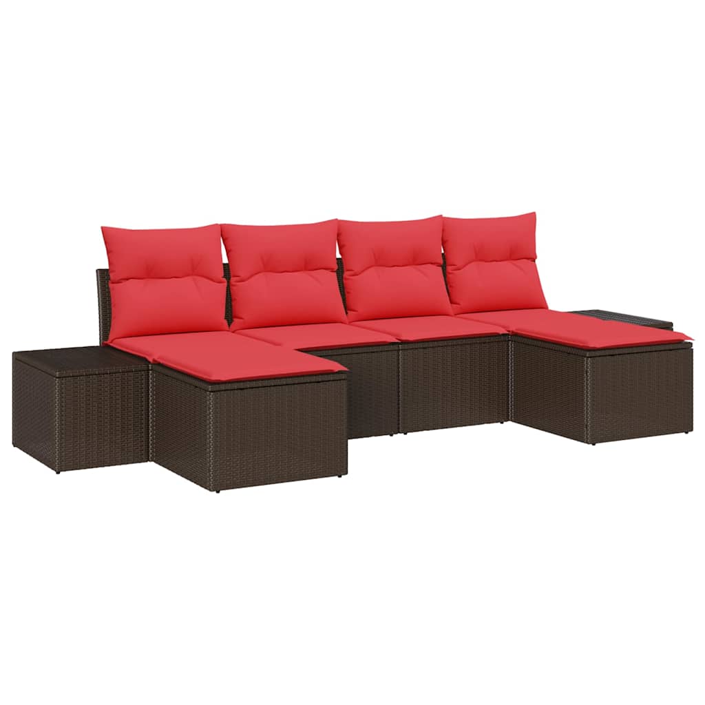 Maison Exclusive - Garten-sofa-set 4 Stk. Braun Und Rot Poly-ratt