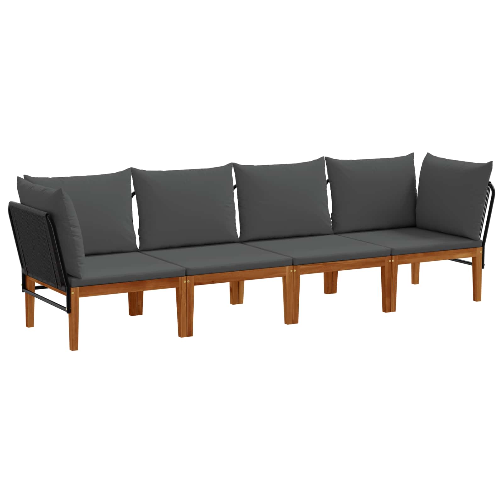 Maison Exclusive - 4 Stk. Massives Akazienholz & Seil Natur