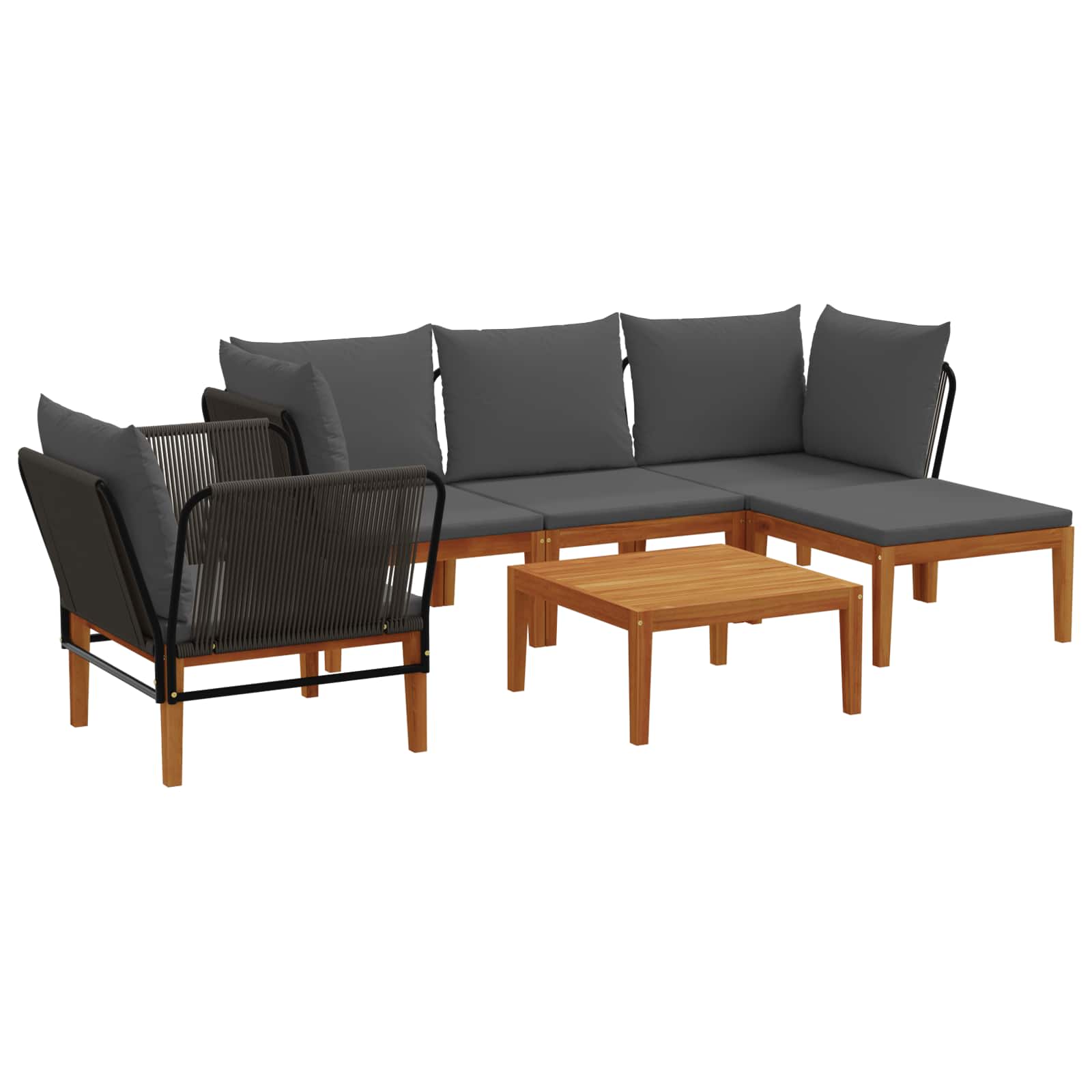 Maison Exclusive - 6 Stk. Massives Akazienholz & Seil Natur