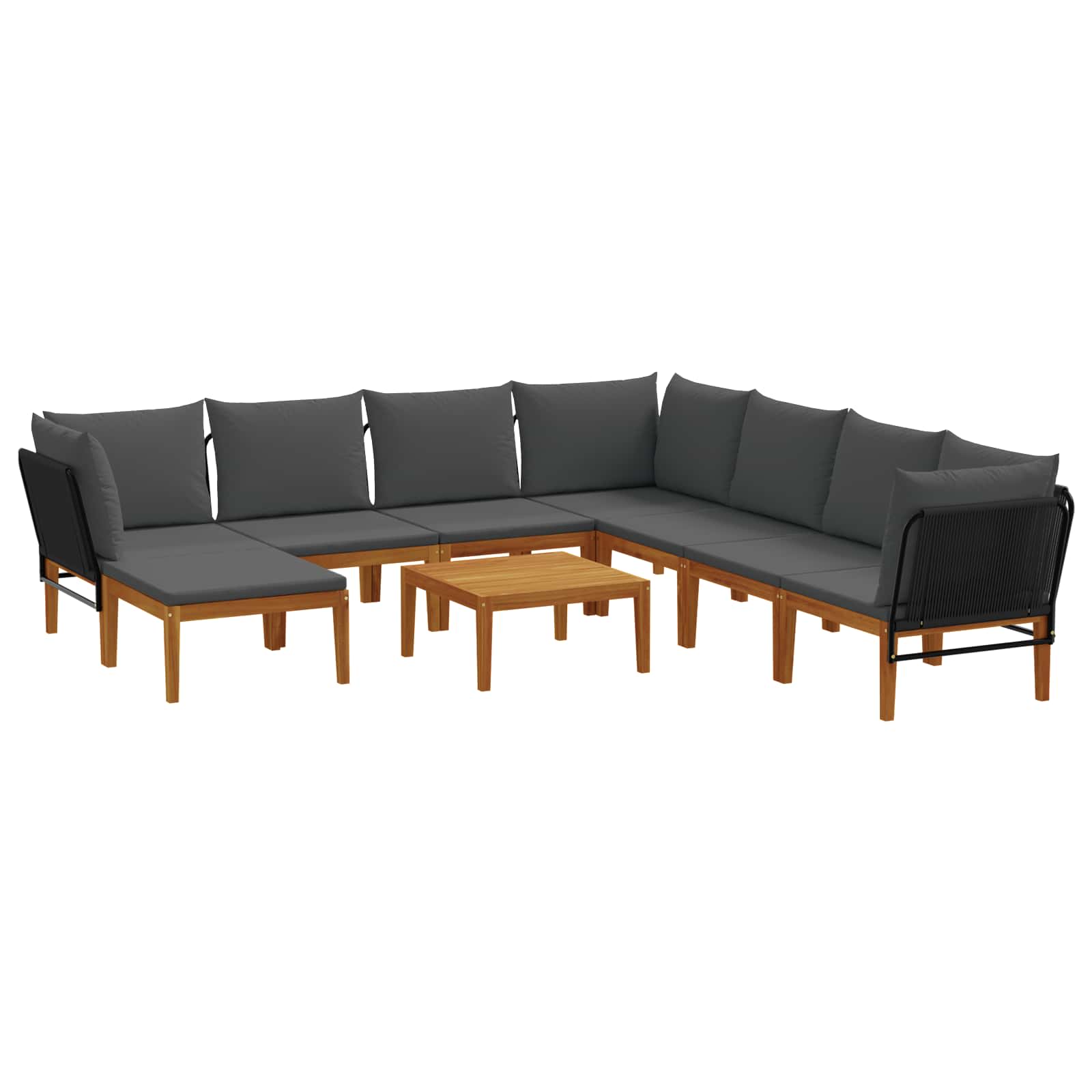 Maison Exclusive - 9 Stk. Massives Akazienholz & Seil Natur