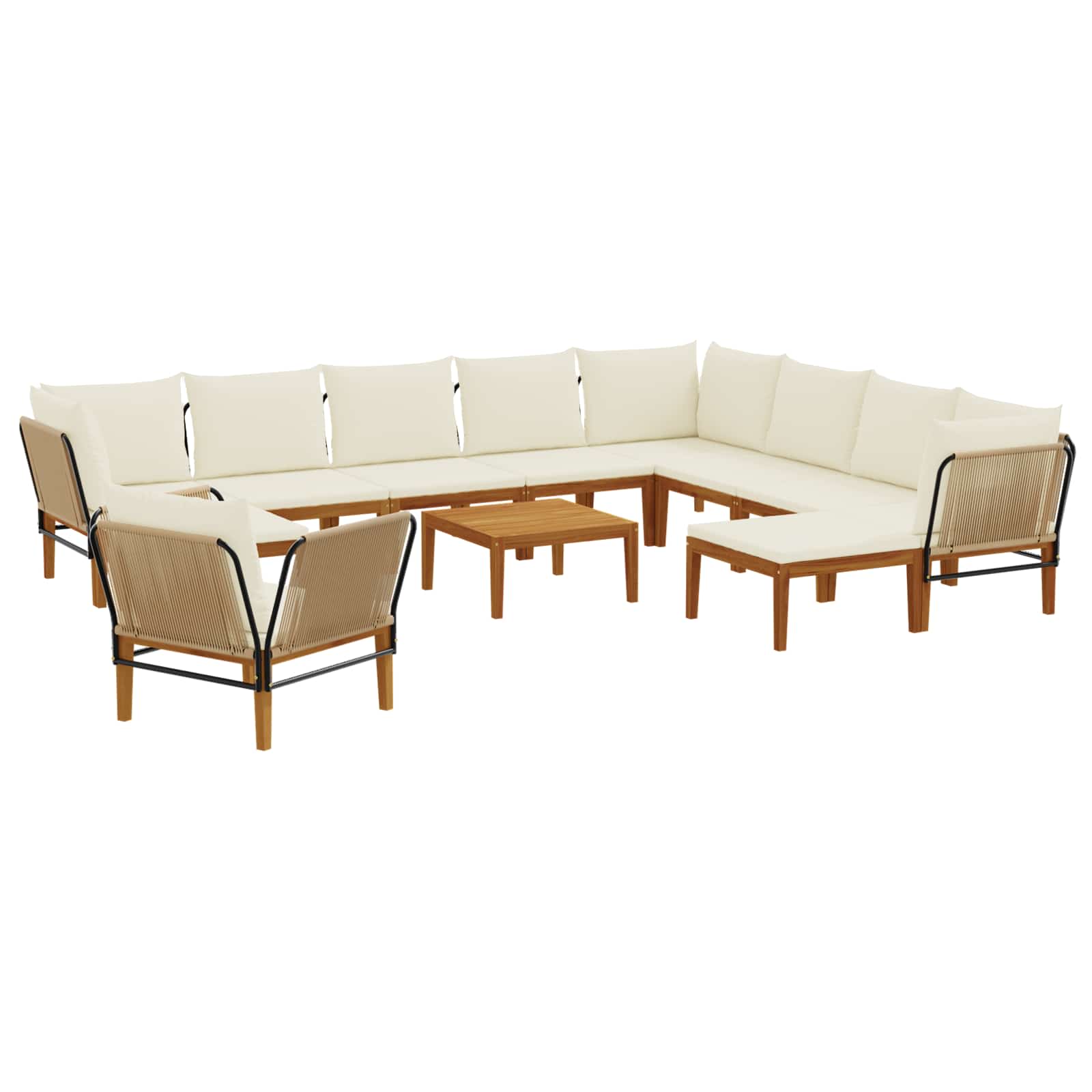 Maison Exclusive - 12 Stk. Massives Akazienholz & Seil Natur
