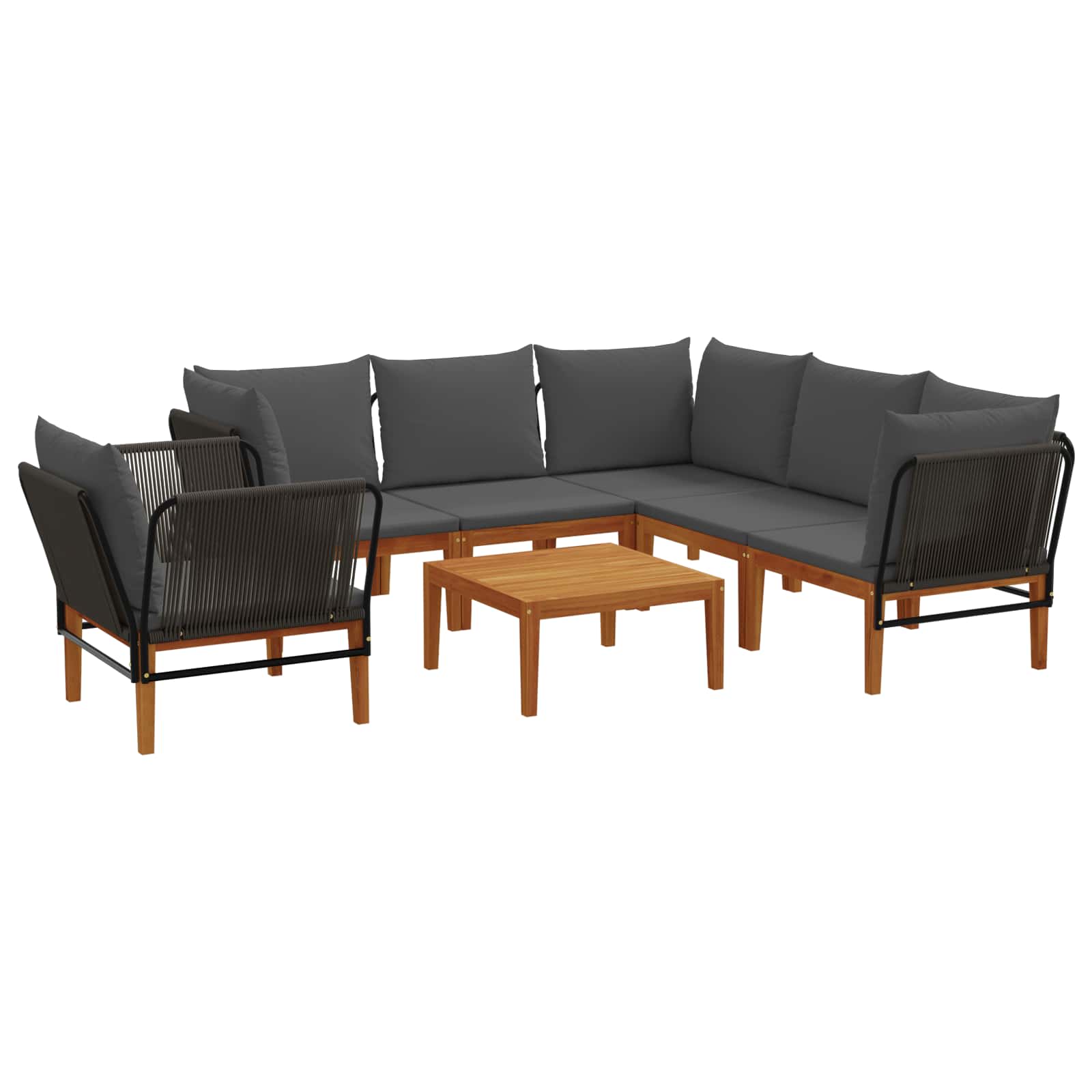 Maison Exclusive - 7 Stk. Massives Akazienholz & Seil Natur