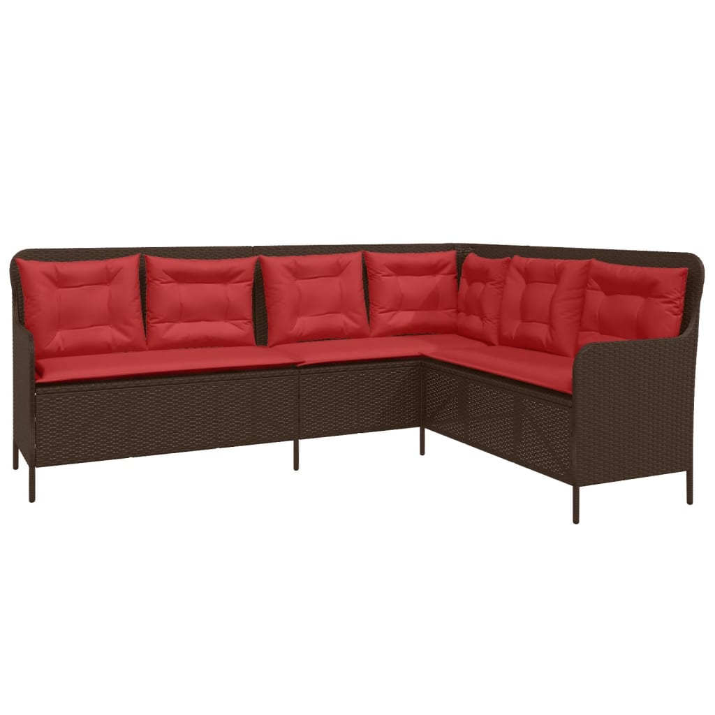 Maison Exclusive - Gartensofa Mit Kissen L-förmig Braun Polyratta