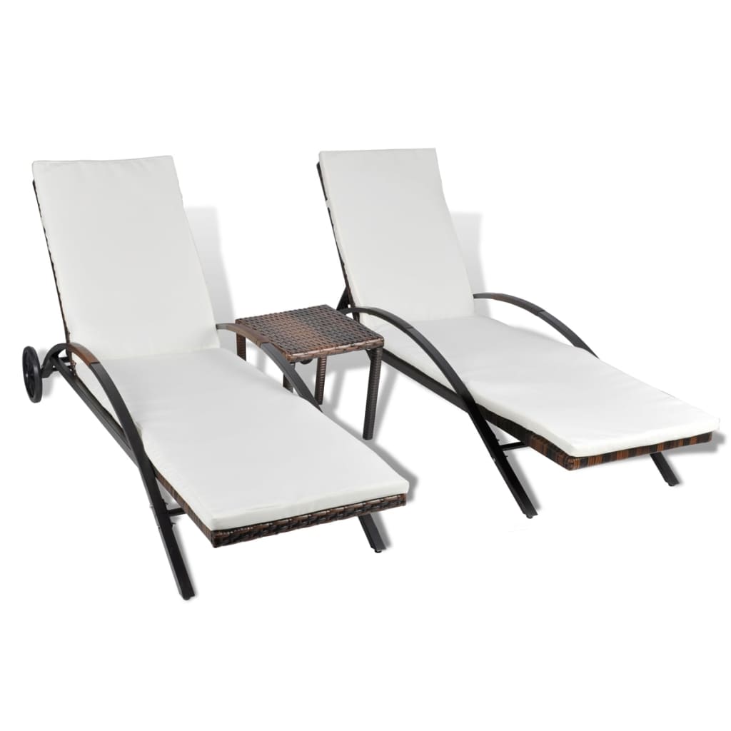 Maison Exclusive - Sonnenliegen Mit Tisch Poly Rattan Braun