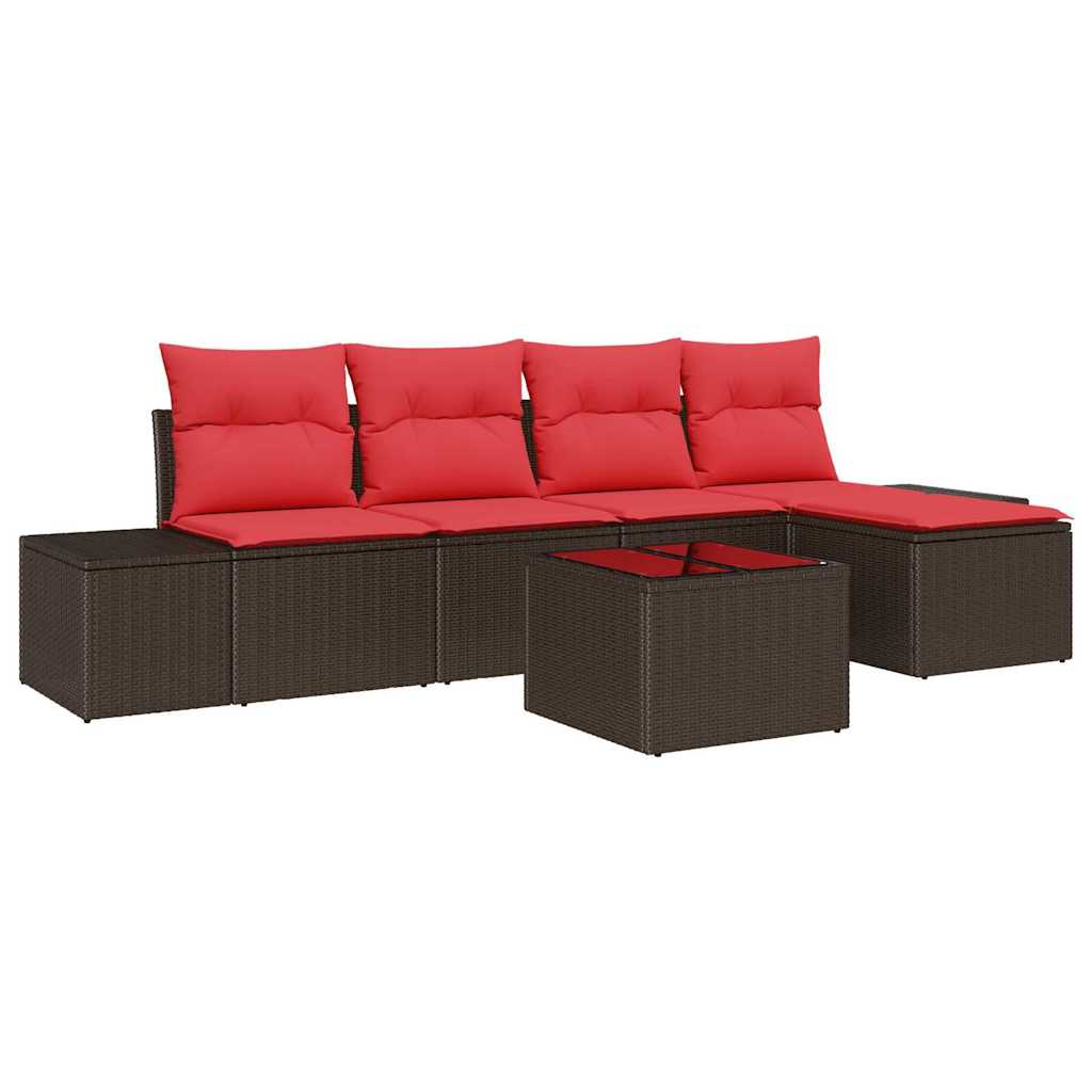 Maison Exclusive - Garten-sofa-set 5 Stk. Braun Und Rot Poly-ratt