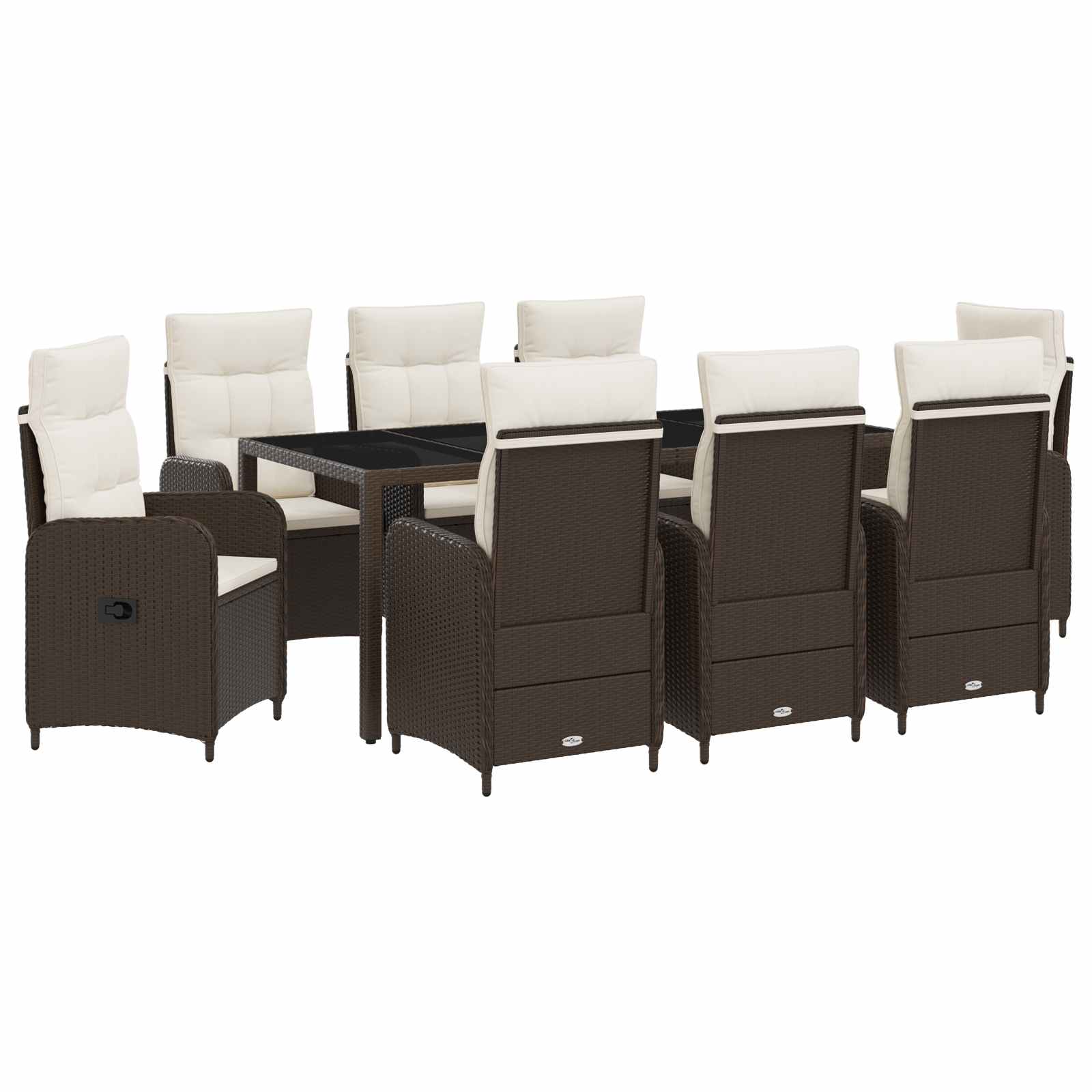 Maison Exclusive - Outdoortisch-set 9 Stk. Braun Und Creme Weiß P