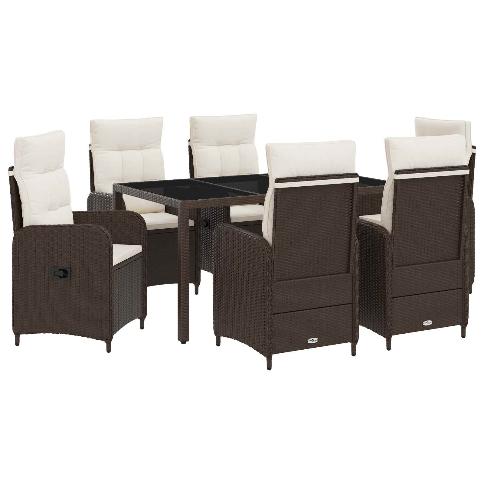 Maison Exclusive - Outdoortisch-set 7 Stk. Braun Und Creme Weiß P
