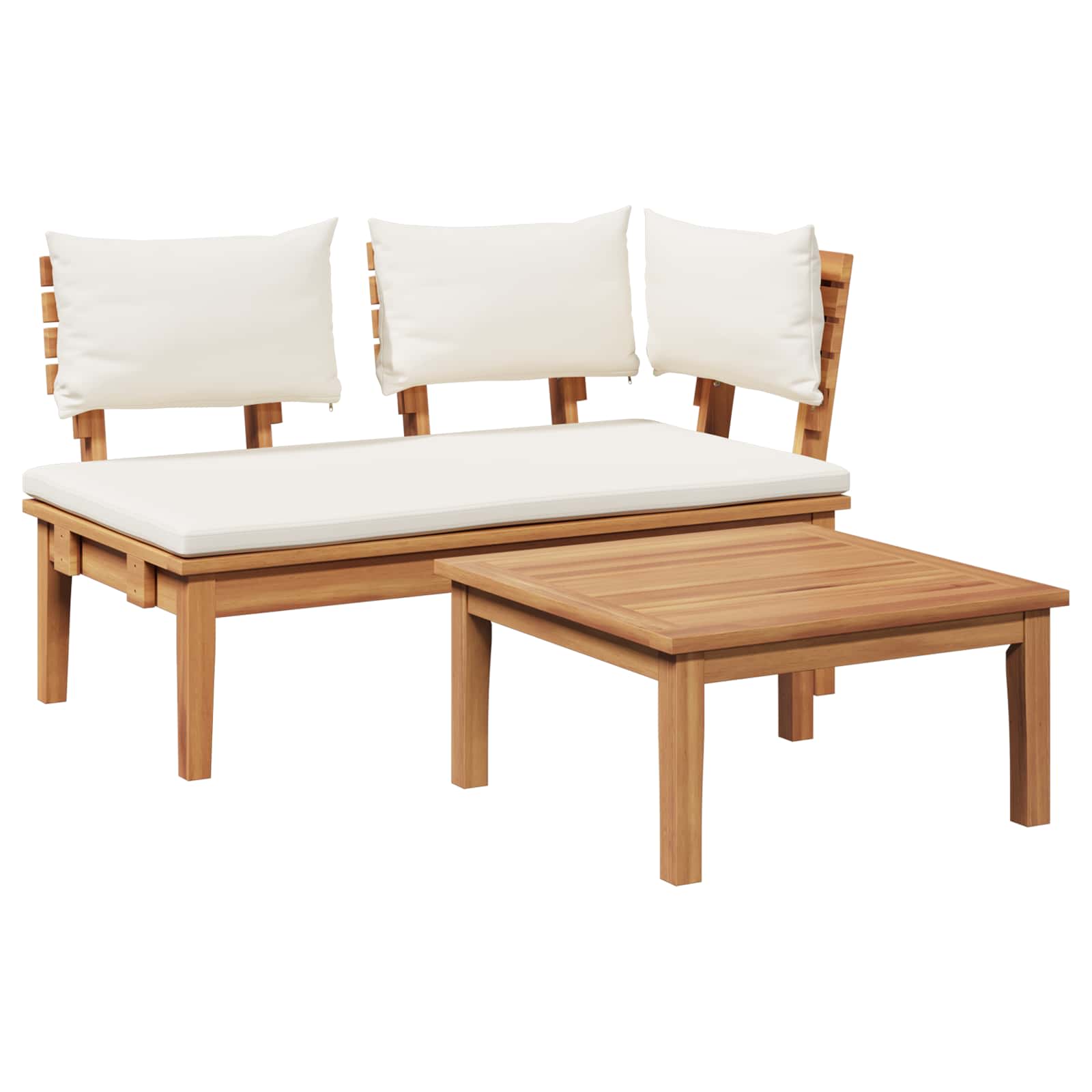 Maison Exclusive - Gartenbank Und Tischset 2 Stk. Creme Und Braun