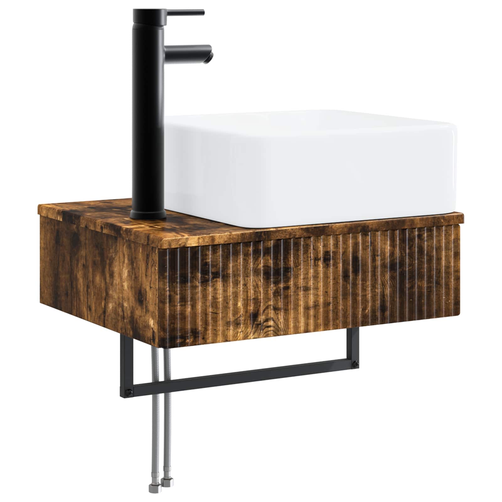 Maison Exclusive - Wandmontiertes Waschbecken Geräucherte Eiche 5