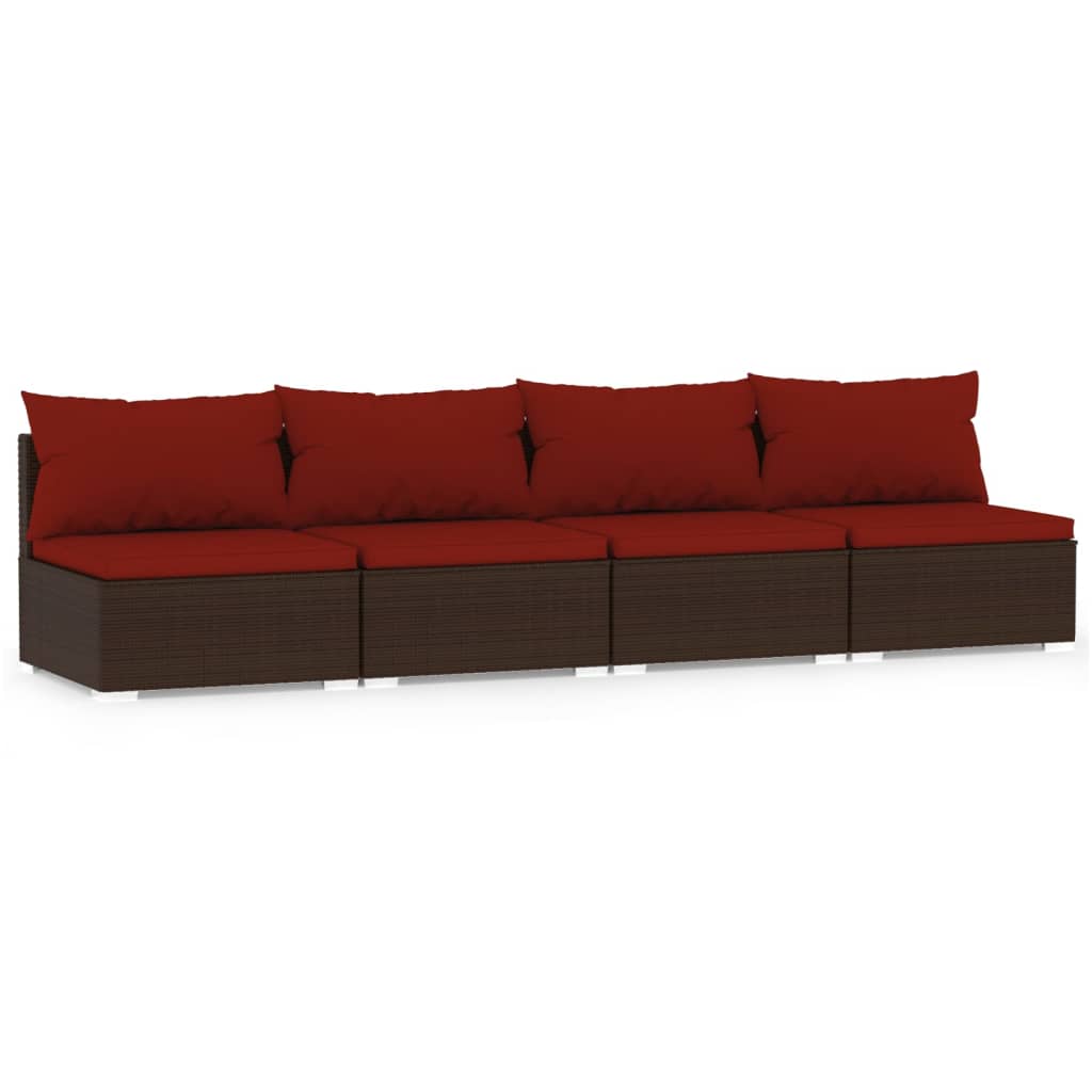 Maison Exclusive - 4-sitzer-sofa Mit Kissen Braun Poly Rattan