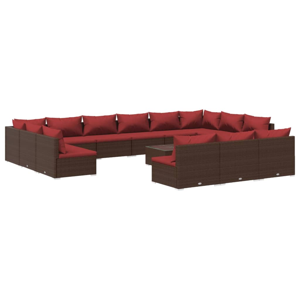 Maison Exclusive - 14-tlg. Garten-lounge-set Mit Kissen Braun Pol