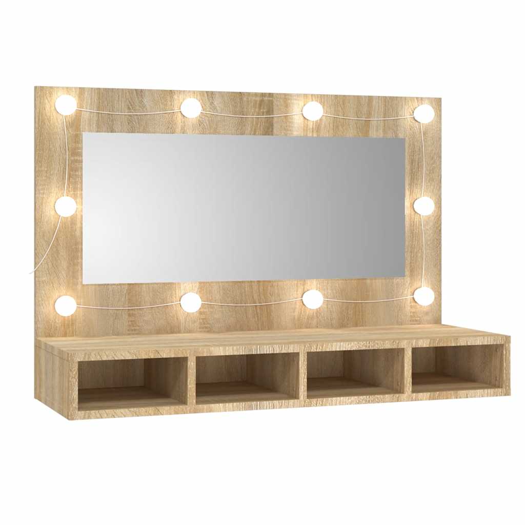 Maison Exclusive - Spiegelschrank Mit Led Sonoma-eiche 90x31,5x62