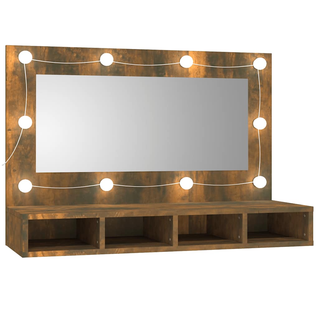 Maison Exclusive - Spiegelschrank Mit Led Räuchereiche 90x31,5x62