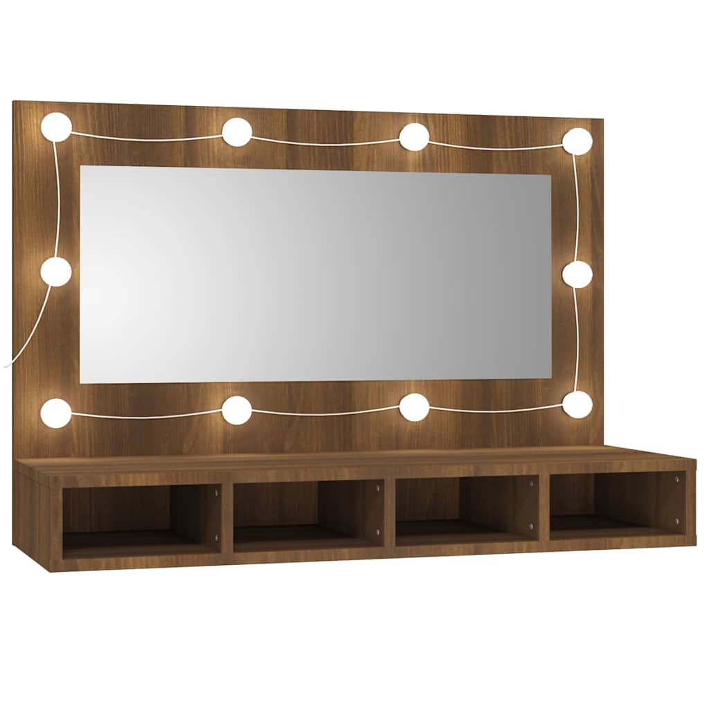 Maison Exclusive - Spiegelschrank Mit Led Braun Eichen-optik 90x3